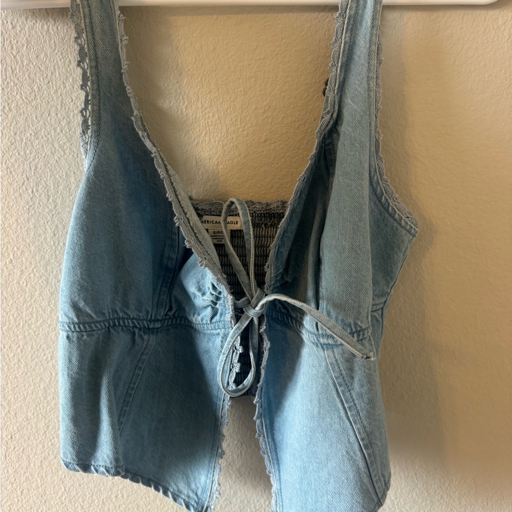 American Eagle Outfitters Light Blue Denim Tank Top